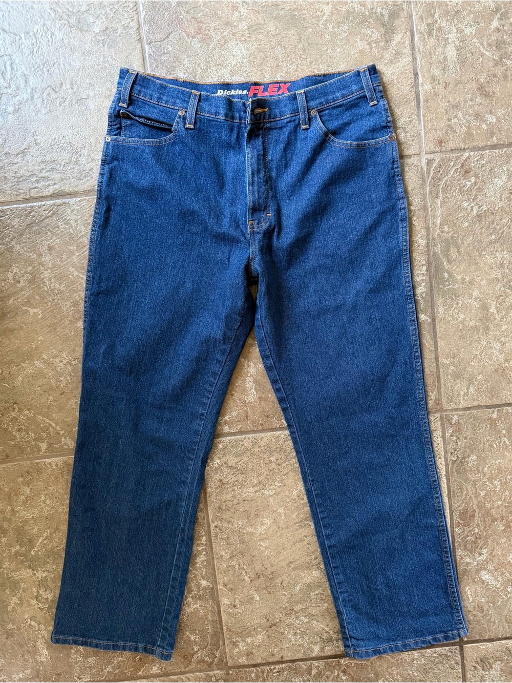 Dickies Men's FLEX Straight Leg 5-Pocket Jeans in Dark Denim Wash 34x30
